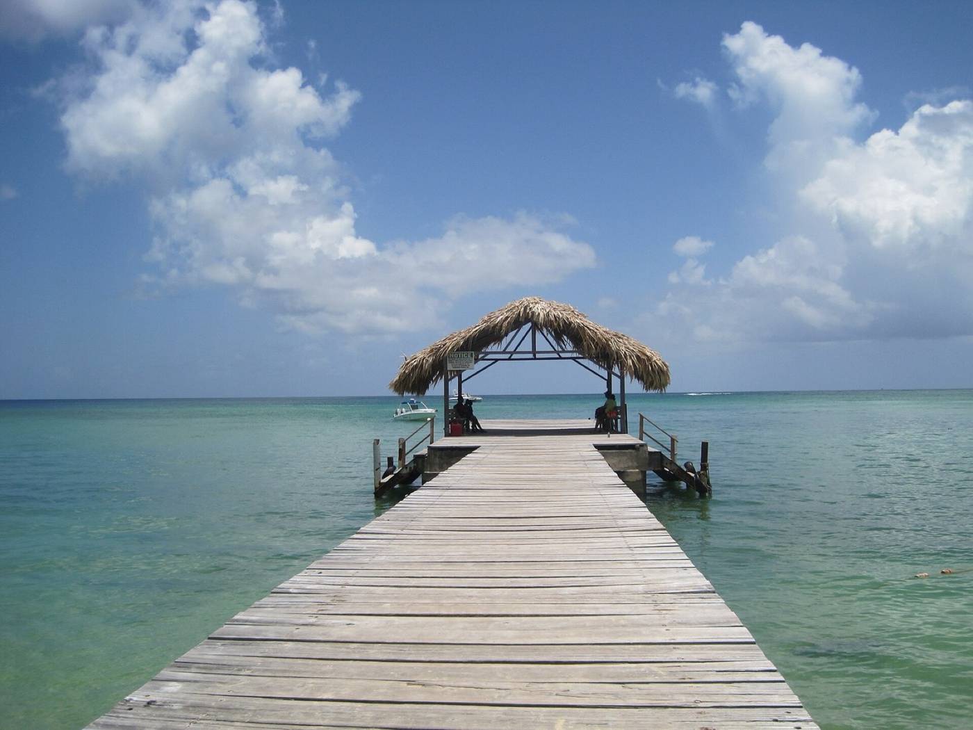 Thatched jetty at Pigeon Point, Tobago