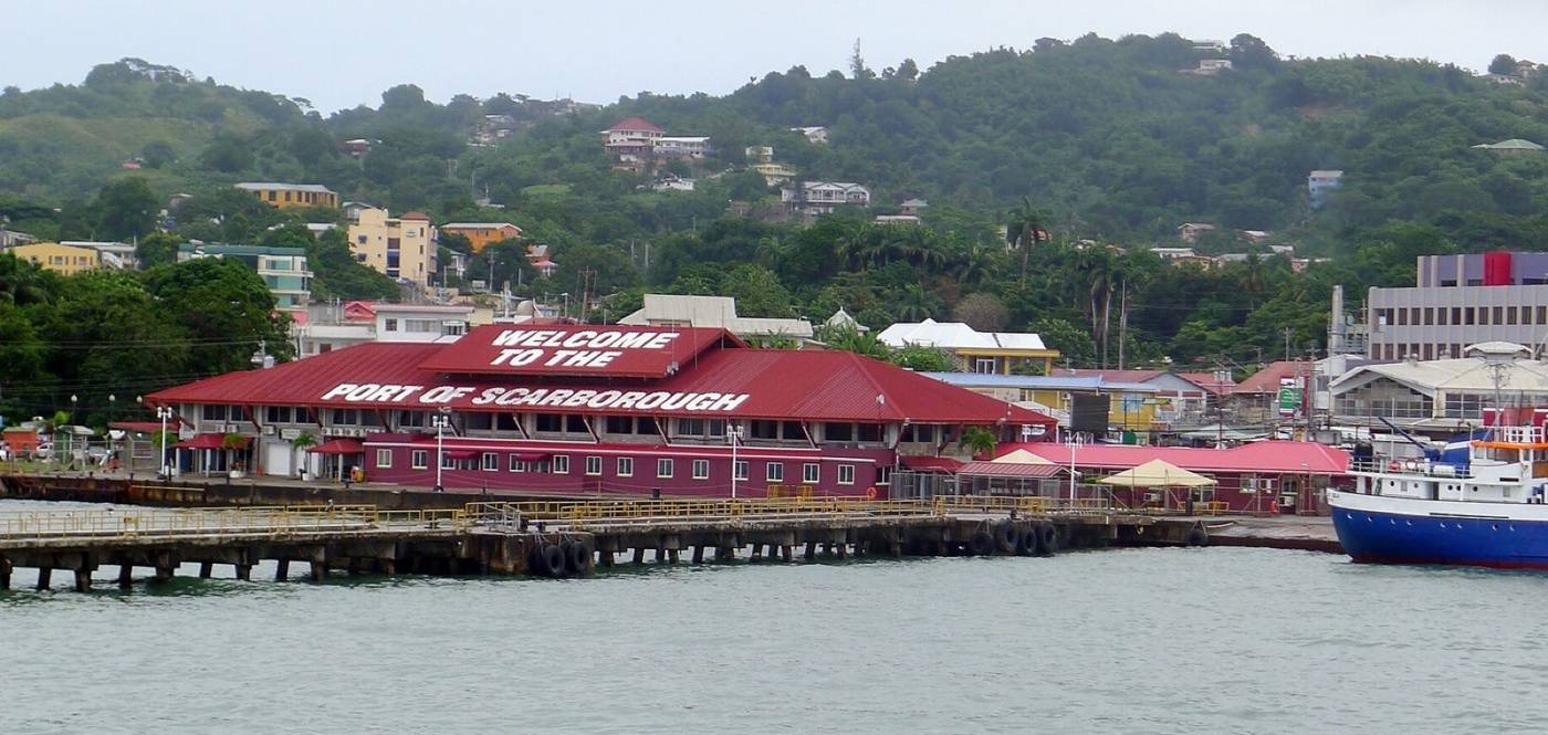 Port of Scarborough and town hills, Tobago
